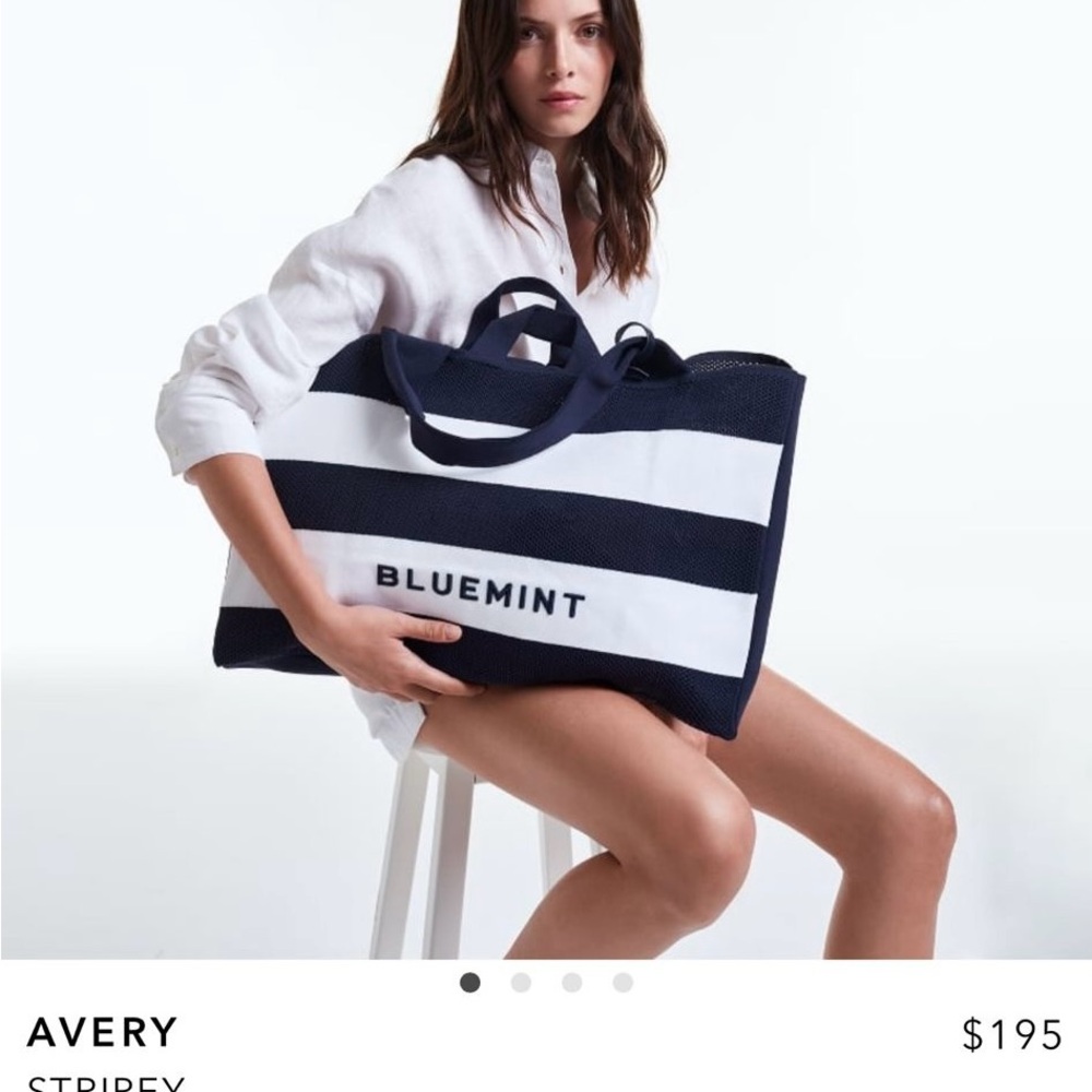 Navy and White Striped Tote Bag